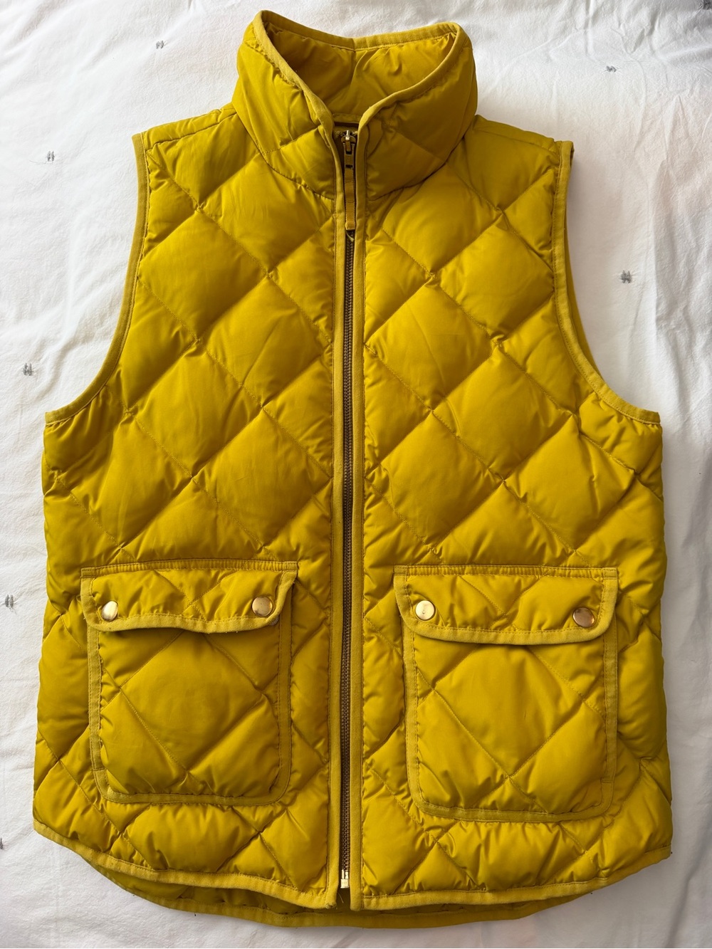 J. Crew Quilted Mustard Yellow Puffer Vest